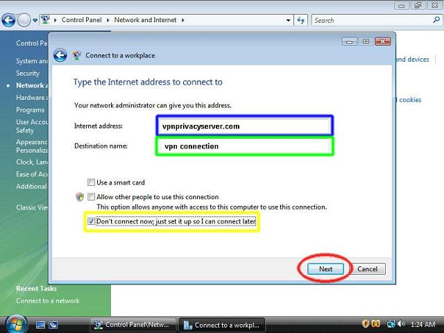 How to setup VPN in Windows Vista - 8